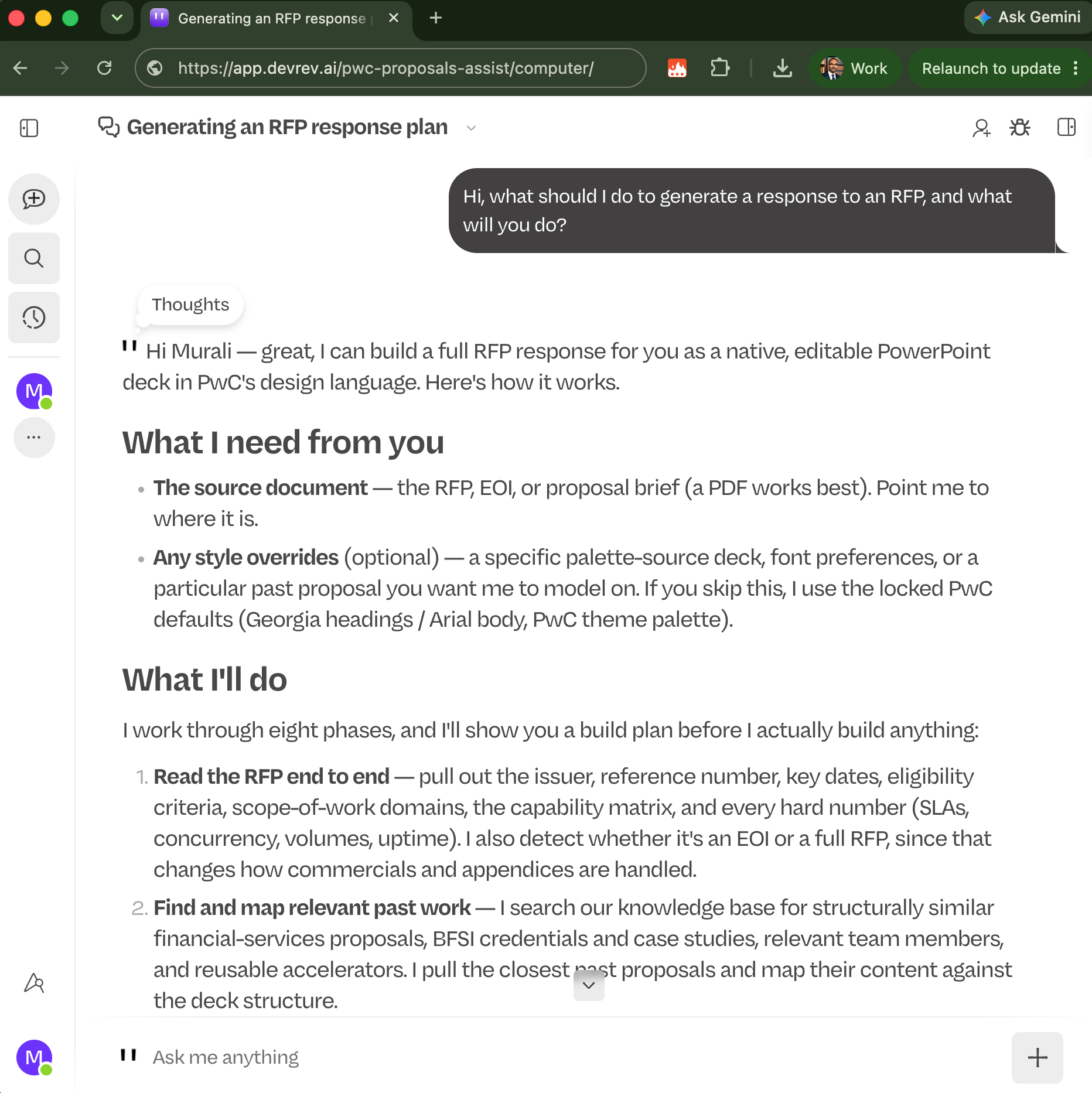Computer workspace, full screen